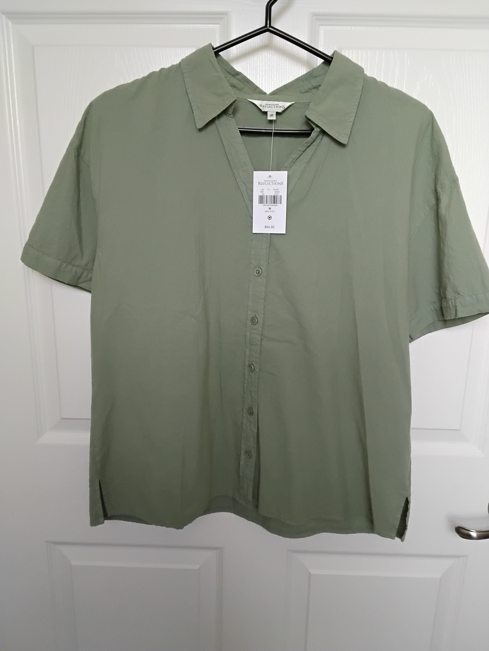 NORTHERN REFLECTIONS  Button Front Blouse 100% Cotton NWT Size M